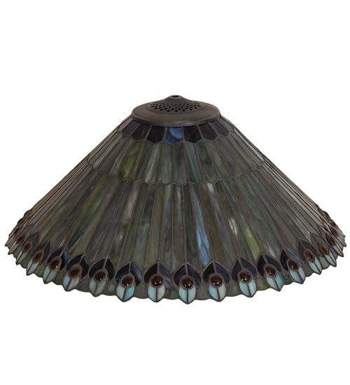 20" Wide Tiffany Jeweled Peacock Shade