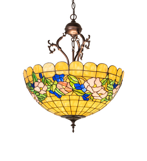 20" Wide Tiffany Pansy Inverted Pendant