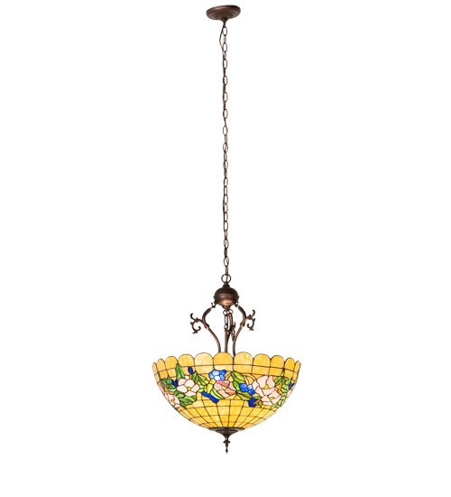 20" Wide Tiffany Pansy Inverted Pendant