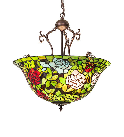 24" Wide Tiffany Rosebush Inverted Pendant