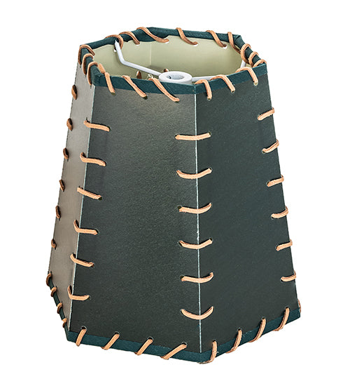 7" Wide Faux Leather & Rawhide Hexagon Shade