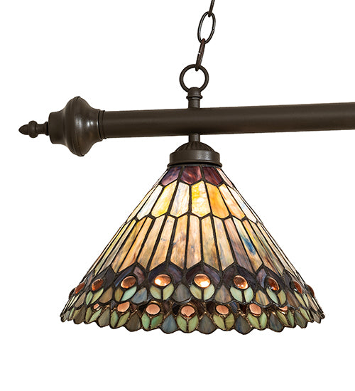 47" Long Tiffany Peacock 3 Light Island Pendant