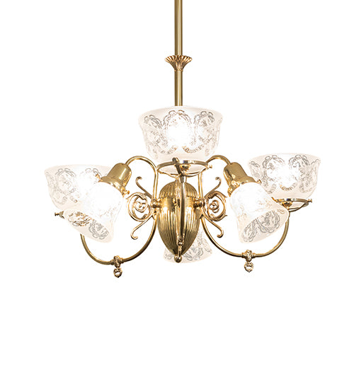 29" Wide Revival Gas & Electric 6 Light Chandelier