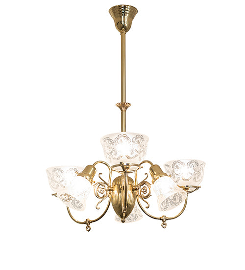 29" Wide Revival Gas & Electric 6 Light Chandelier