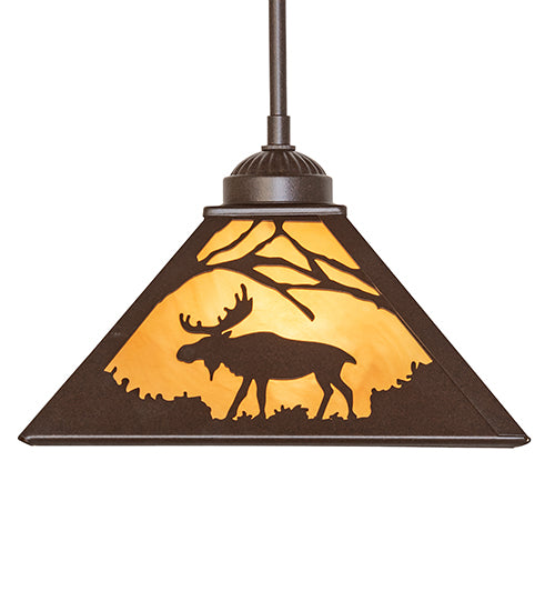 10" Square Lone Moose Mini Pendant