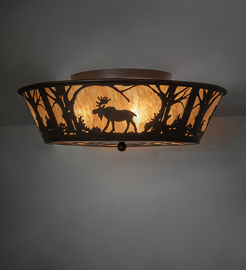 23" Wide Moose At Dawn Flushmount