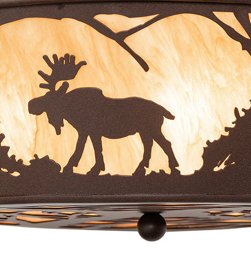 23" Wide Moose At Dawn Flushmount