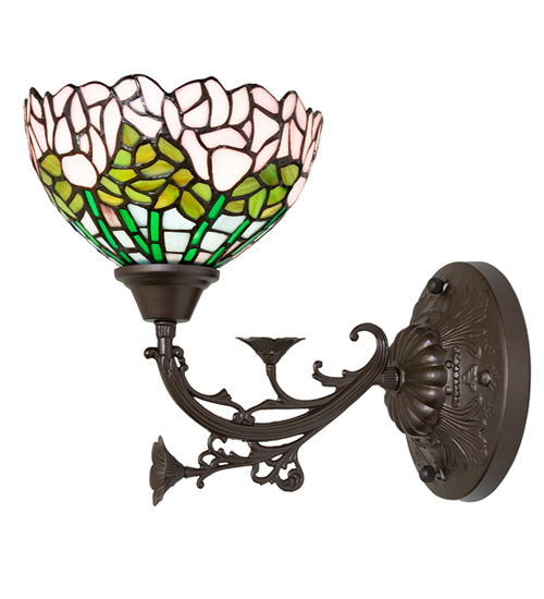 8" Wide Tiffany Cabbage Rose Wall Sconce