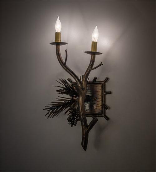 10" Wide Lone Pine 2 Light Left Wall Sconce