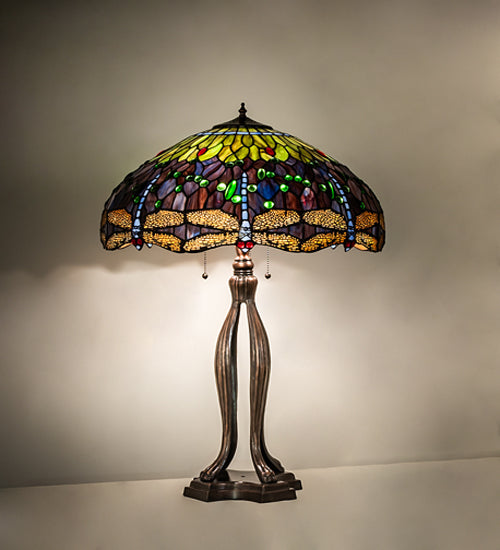 33" High Tiffany Hanginghead Dragonfly Table Lamp