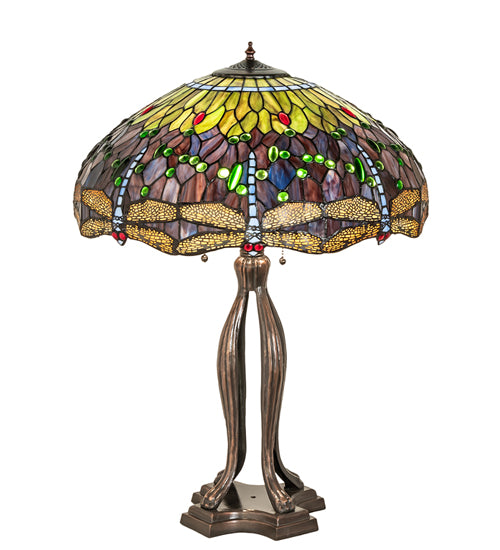 33" High Tiffany Hanginghead Dragonfly Table Lamp