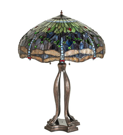 33" High Tiffany Hanginghead Dragonfly Table Lamp