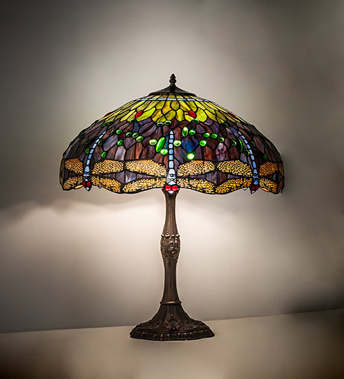 26" High Tiffany Hanginghead Dragonfly Table Lamp