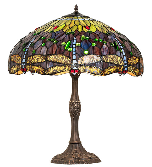 26" High Tiffany Hanginghead Dragonfly Table Lamp