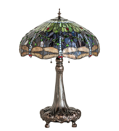 31" High Tiffany Hanginghead Dragonfly Table Lamp