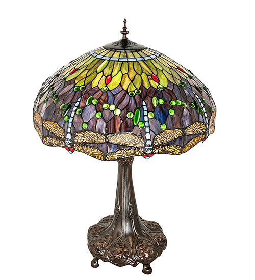 31" High Tiffany Hanginghead Dragonfly Table Lamp