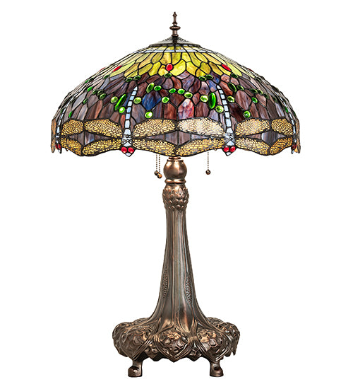 31" High Tiffany Hanginghead Dragonfly Table Lamp