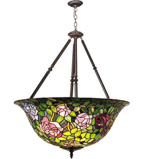 38" Wide Tiffany Rosebush Inverted Pendant