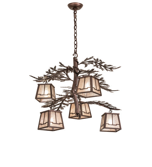 28" Wide Pine Branch Valley View 5 Light Chandelier