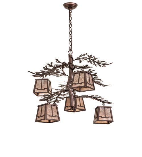 28" Wide Pine Branch Valley View 5 Light Chandelier