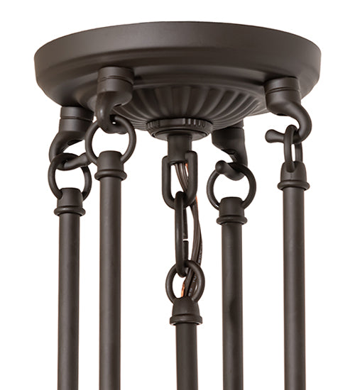 22" Wide Mahogany Bronze 3 Light Semi-Flushmount Hardware