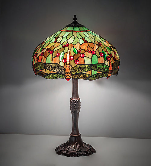 26" High Tiffany Hanginghead Dragonfly Table Lamp