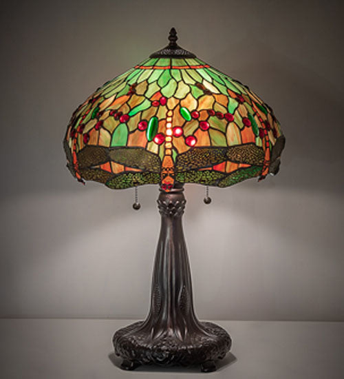 26" High Tiffany Hanginghead Dragonfly Table Lamp