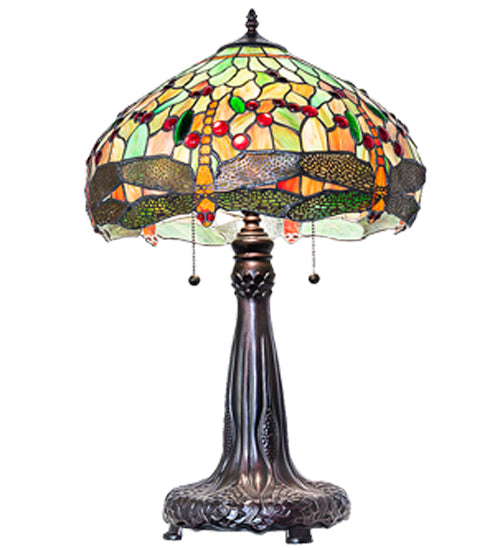 26" High Tiffany Hanginghead Dragonfly Table Lamp