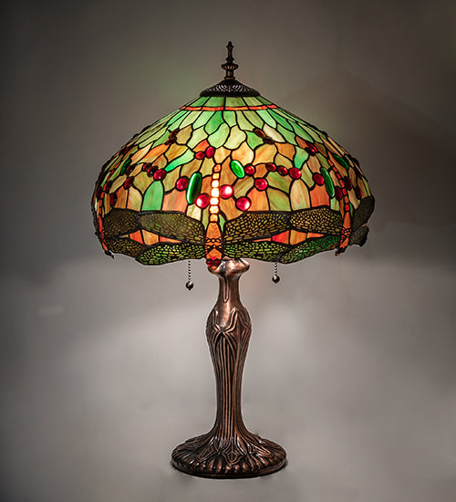 23" High Tiffany Hanginghead Dragonfly Table Lamp