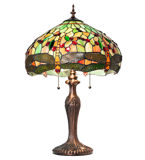 23" High Tiffany Hanginghead Dragonfly Table Lamp