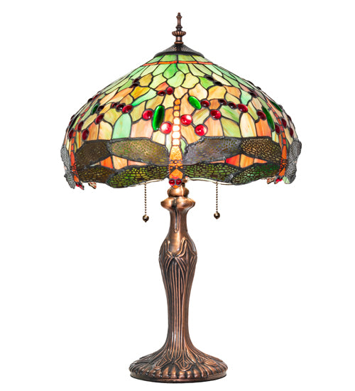 23" High Tiffany Hanginghead Dragonfly Table Lamp