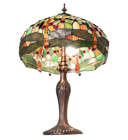 23" High Tiffany Hanginghead Dragonfly Table Lamp