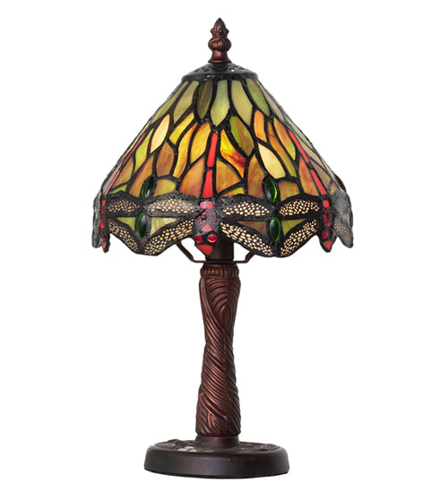 12"H Tiffany Hanginghead Dragonfly W/ Twisted Fly Mosaic Base Mini Lamp