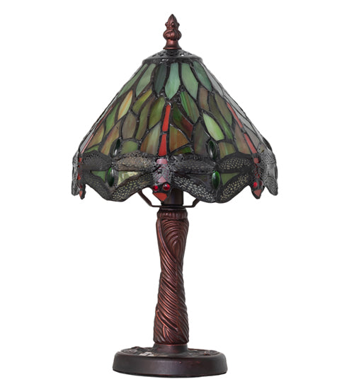 12"H Tiffany Hanginghead Dragonfly W/ Twisted Fly Mosaic Base Mini Lamp