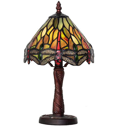 12"H Tiffany Hanginghead Dragonfly W/ Twisted Fly Mosaic Base Mini Lamp