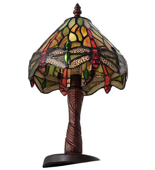 12"H Tiffany Hanginghead Dragonfly W/ Twisted Fly Mosaic Base Mini Lamp