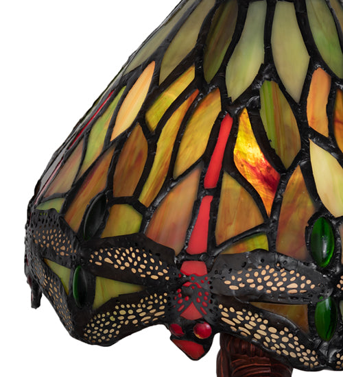 12"H Tiffany Hanginghead Dragonfly W/ Twisted Fly Mosaic Base Mini Lamp