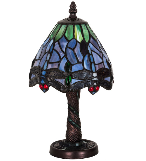 12"H Tiffany Hanginghead Dragonfly W/Mosaic Base Mini Lamp