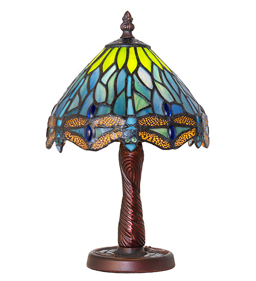 12" High Tiffany Hanginghead Dragonfly W/Mosaic Base Mini Lamp