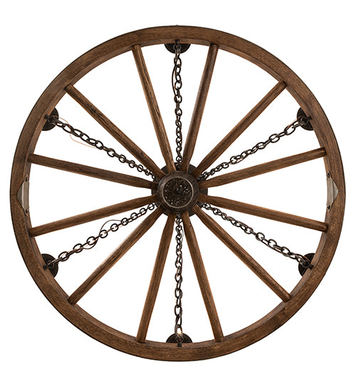 38" Wide Wagon Wheel 6 Light Chandelier