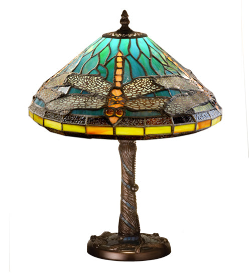 16"H Tiffany Dragonfly W/ Twisted Fly Mosaic Base Accent Lamp