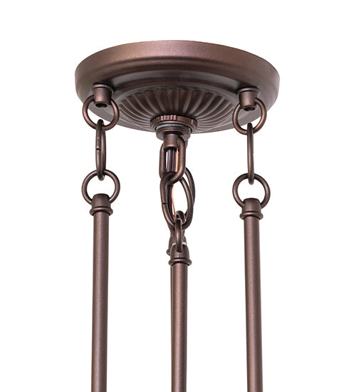 10" Wide Mahogany Bronze 3 Light Semi-Flushmount Hardware