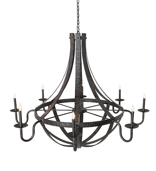 60" Wide Barrel Stave Metallo 8 Light Chandelier