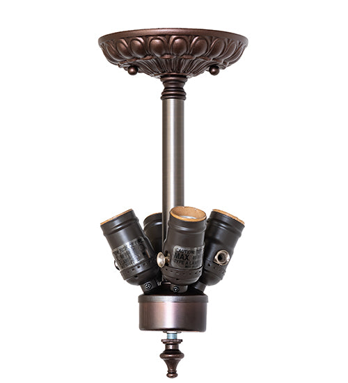 5" Wide Mahogany Bronze 4 Light Inverted Flushmount Hardware