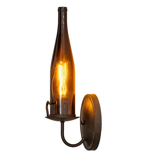 5" Wide Tuscan Vineyard Amber Wine Bottle Wall Sconce