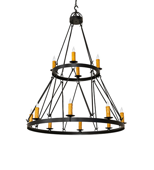 55" Wide Lakeshore 12 Light Two Tier Chandelier