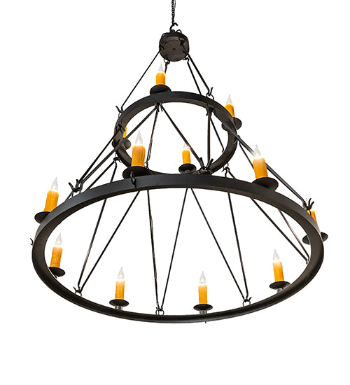 55" Wide Lakeshore 12 Light Two Tier Chandelier