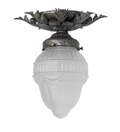 9" Wide Fancy Floral W/Colonnade Globe Flushmount