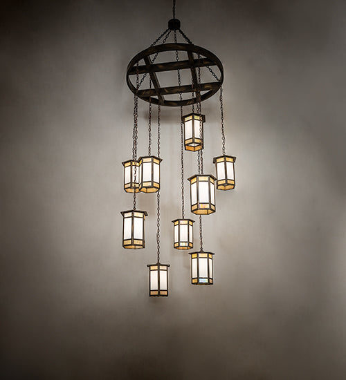 56" Wide Asbury Turret 9 Light Cascading Pendant