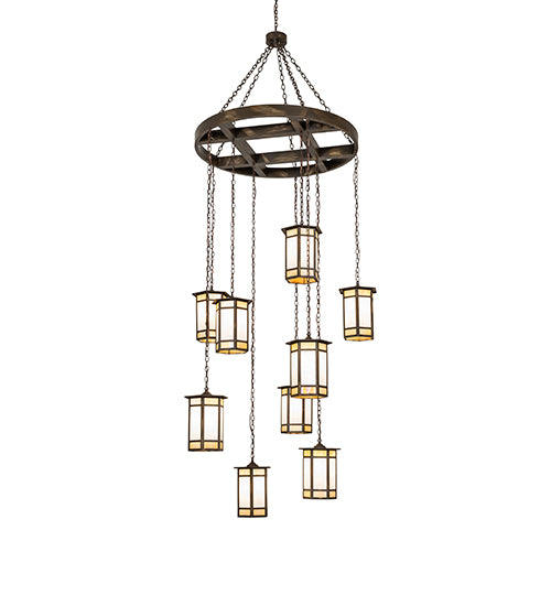 56" Wide Asbury Turret 9 Light Cascading Pendant